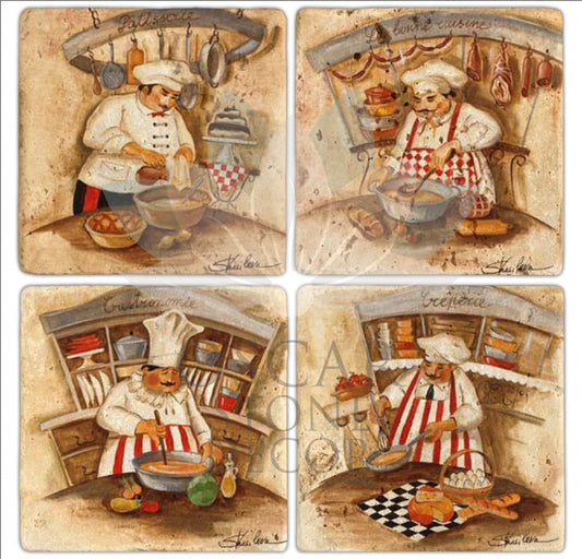 COOKER 2 PACK OF 4 NATURAL STONE COASTERS / BA192 (COASTER)