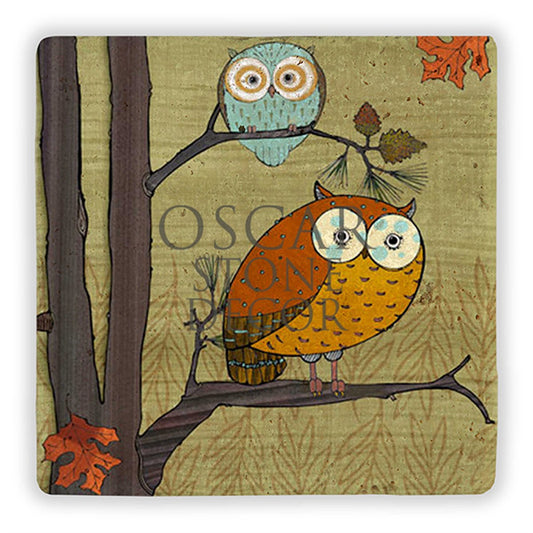 OWLS ON THE BRANCH NATURAL STONE WALL DECOR / DD179 (WALL DECOR)