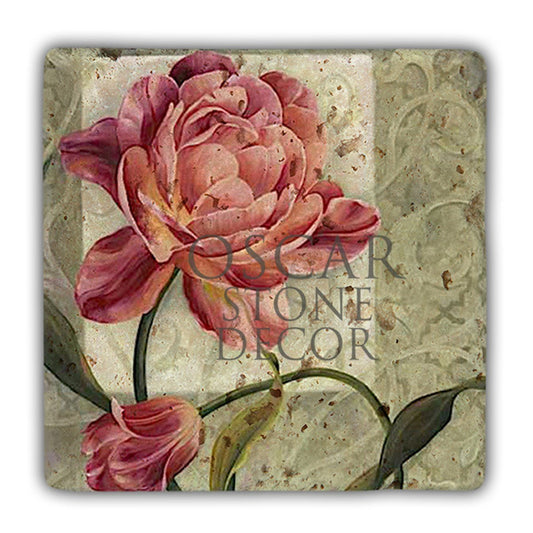 DD053-PINK FLOWER NATURAL STONE WALL DECOR / DD53 (WALL DECOR)