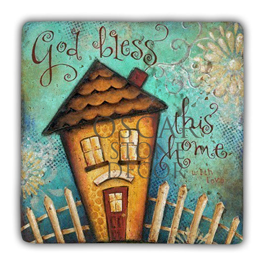DD054-GOD BLESS THIS HOME NATURAL STONE WALL DECOR / DD54 (WALL DECOR)
