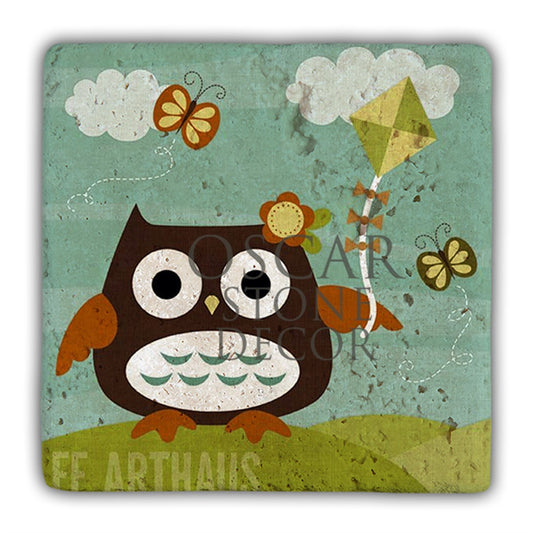 DD070-KITE OWL NATURAL STONE WALL DECOR / DD70 (WALL DECOR)