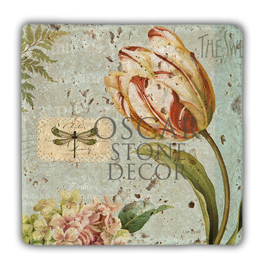 DD080-DRAGOFLY AND FLOWER NATURAL STONE WALL DECOR / DD80 (WALL DECOR)