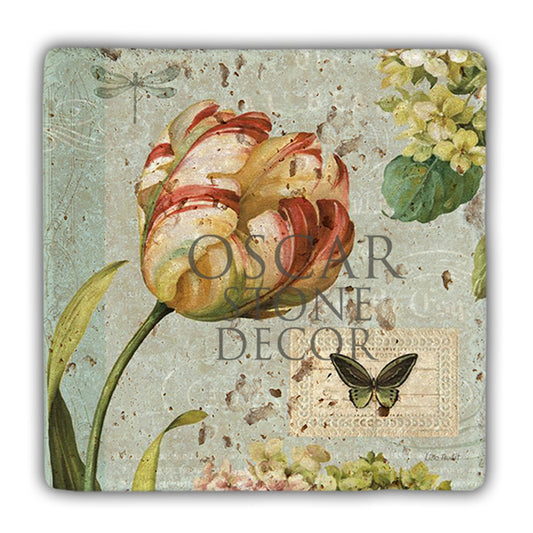 DD081-BUTTERFLY AND FLOWER NATURAL STONE WALL DECOR / DD81 (WALL DECOR)