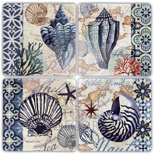 4-Piece NATURAL STONE COASTERS FROM THE SEA / BA363 (COASTER)