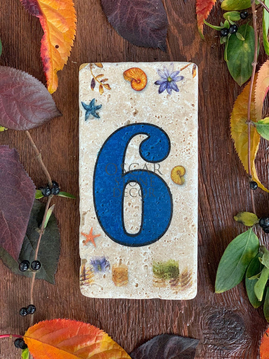 NATURAL STONE DOOR NUMBER, BLUE / KN-6 (DOOR NUMBER)