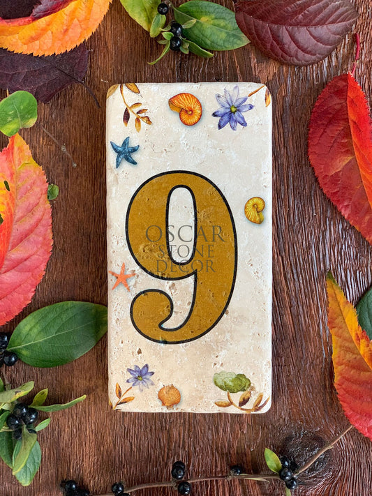 NATURAL STONE DOOR NUMBER, BROWN / 9 (DOOR NUMBER)