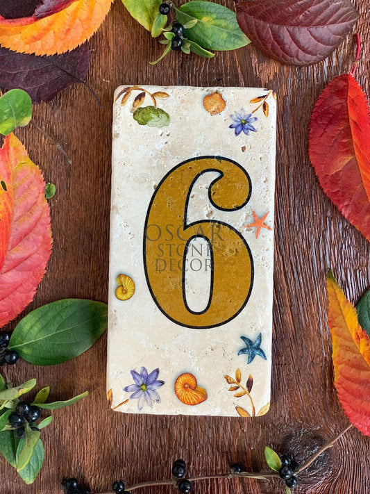 NATURAL STONE DOOR NUMBER, BROWN / 6 (DOOR NUMBER)
