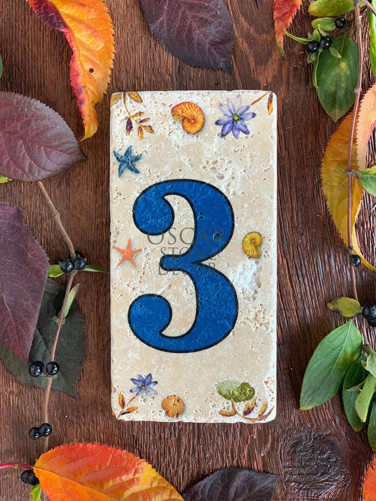 NATURAL STONE DOOR NUMBER, BLUE / KN-3 (DOOR NUMBER)