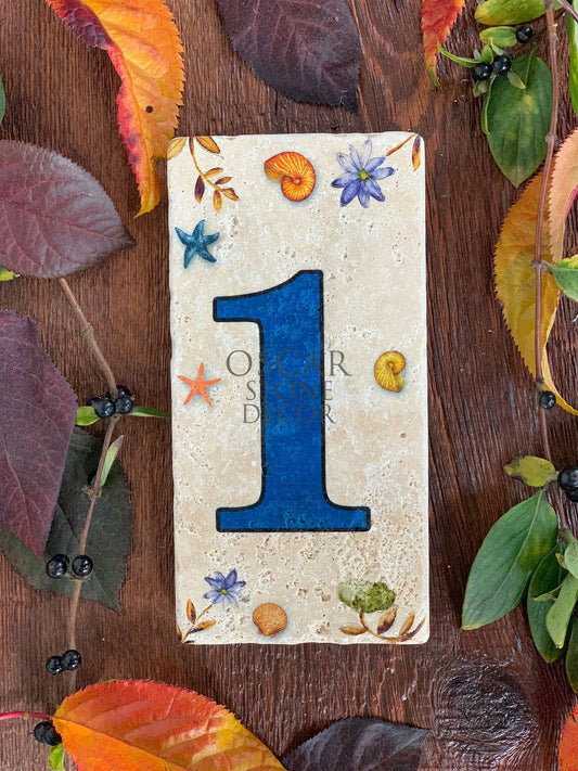 NATURAL STONE DOOR NUMBER, BLUE / KN-1 (DOOR NUMBER)