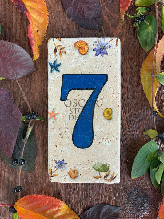 NATURAL STONE DOOR NUMBER, BLUE / KN-7 (DOOR NUMBER)