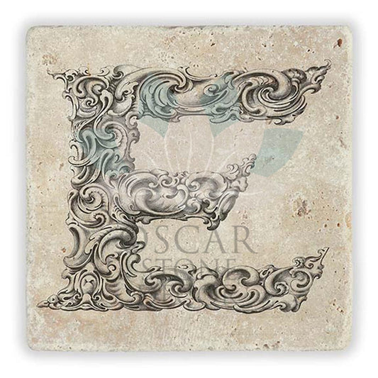 LETTER E SINGLE NATURAL STONE COASTER / BA-E1 (COASTER)