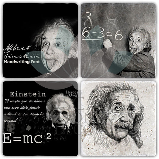EINSTEIN 4-Piece NATURAL STONE COASTERS / BA403 (COASTER)