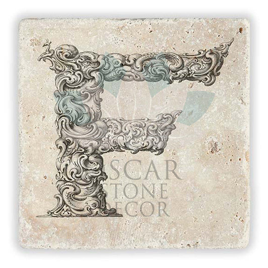 LETTER F SINGLE NATURAL STONE COASTER / BA-F1 (COASTER)
