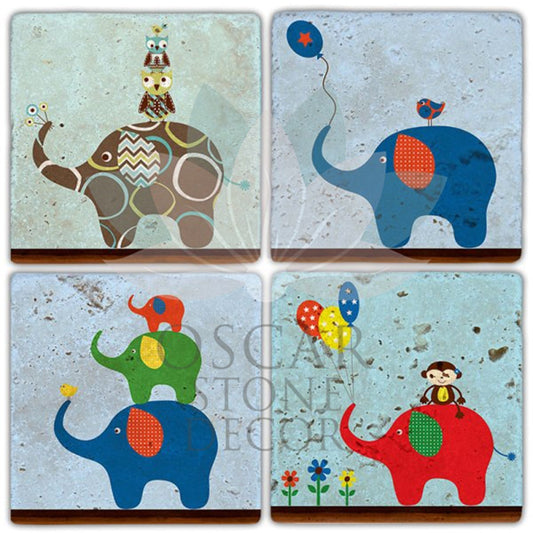 PHILOSOPHER 4-Piece NATURAL STONE COASTERS / BA313 (COASTER)
