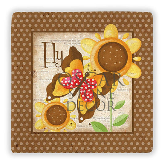 FLY BUTTERFLY NATURAL STONE WALL DECOR / DD134 (WALL DECOR)