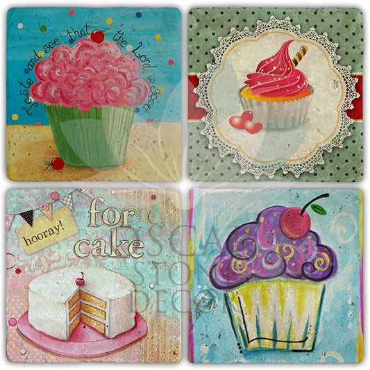 FORCAKE 4-Piece NATURAL STONE COASTERS / BA496 (COASTER)