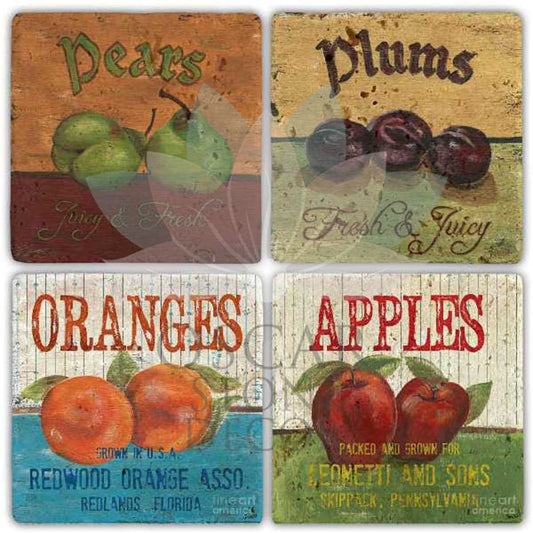 FRESH-JUICY 4-Piece NATURAL STONE COASTERS / BA257 (COASTER)