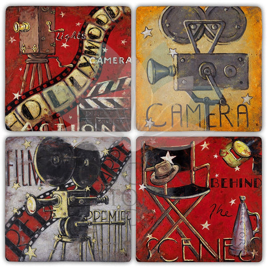 HOLLYWOOD 4-Piece NATURAL STONE COASTERS / BA497 (COASTER)