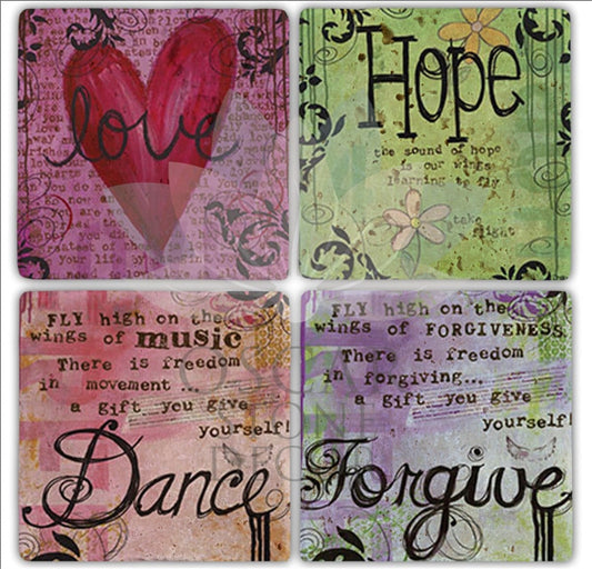 HOPE 4-Piece NATURAL STONE COASTERS / BA157 (COASTER)