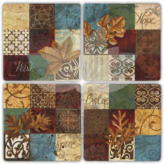 HOPE WISH 4-Piece NATURAL STONE COASTERS / BA291 (COASTER)