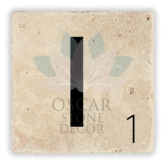 LETTER I SINGLE NATURAL STONE COASTER / BA-I2 (COASTER)
