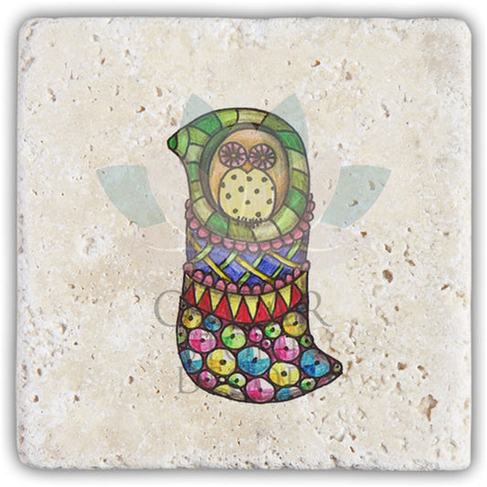 LETTER I SINGLE NATURAL STONE COASTER / BA-I5 (COASTER)