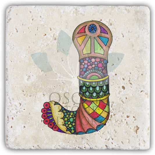 LETTER J SINGLE NATURAL STONE COASTER / BA-J5 (COASTER)