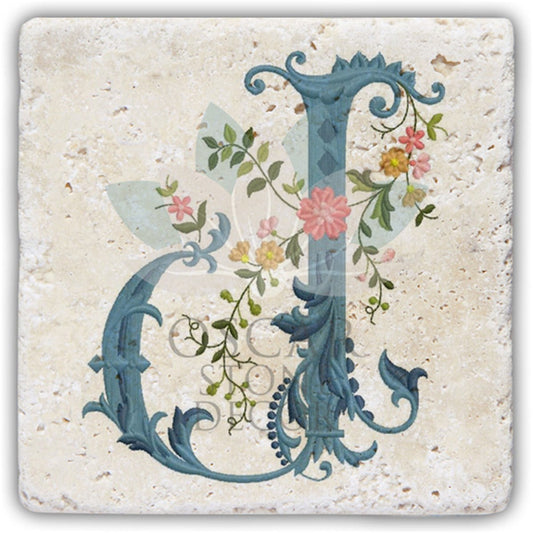 LETTER J SINGLE NATURAL STONE COASTER / BA-J4 (COASTER)