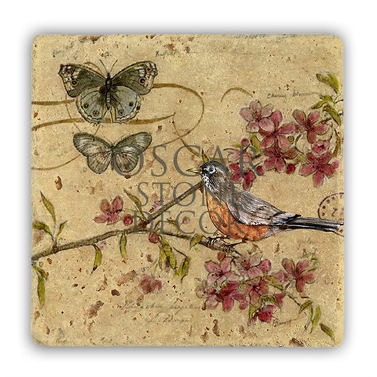 BIRD AND BUTTERFLY NATURAL STONE WALL DECOR / DD02 (WALL DECOR)