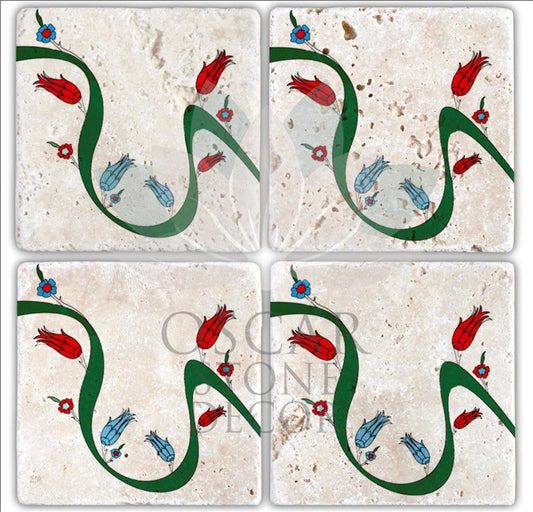 LALEZAR 4-Piece NATURAL STONE COASTERS / BA171 (COASTER)