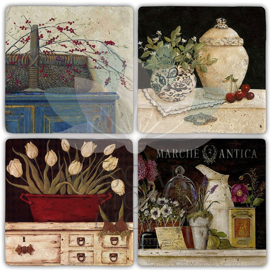 MARCH ANTICA 4-Piece NATURAL STONE COASTERS / BA467 (COASTER)