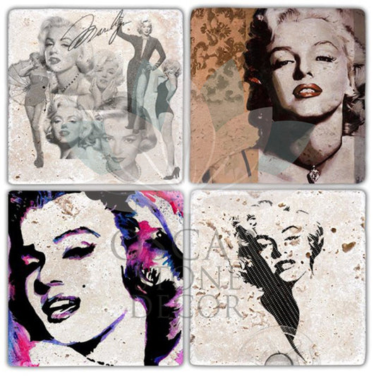 MARILYN ART 4-Piece NATURAL STONE COASTERS / BA286 (COASTER)