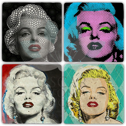 MARILYN POP 4-Piece NATURAL STONE COASTERS / BA445 (COASTER)