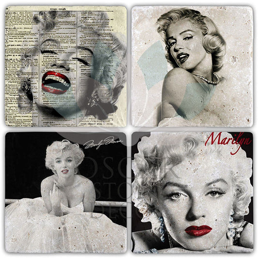 MARILYN SET OF 4 NATURAL STONE COASTERS / BA344 (COASTER)