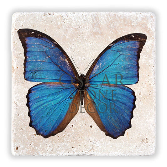 BLUE BUTTERFLY NATURAL STONE WALL DECOR / DD160 (WALL DECOR)