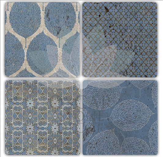 BLUE 4-PACK NATURAL STONE COASTERS / BA185 (COASTER)