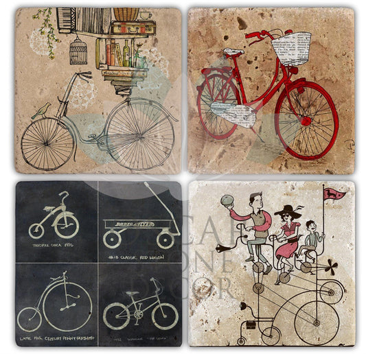 MR.CYCLE 4-Piece NATURAL STONE COASTERS / BA076 (COASTER)