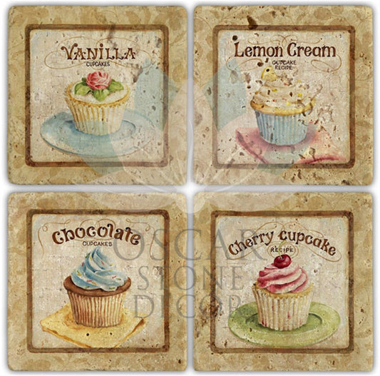 MUFFIN 4-Piece NATURAL STONE COASTERS / BA013 (COASTER)