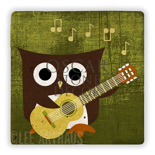 MUSICIAN OWL NATURAL STONE WALL DECOR / DD182 (WALL DECOR)