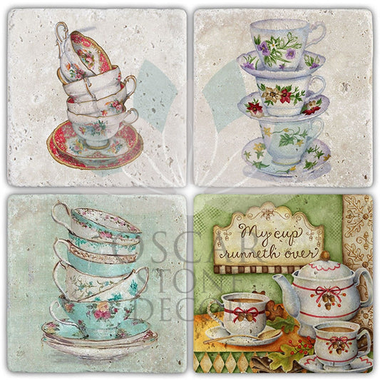 MY CUPS 4-Piece NATURAL STONE COASTERS / BA458 (COASTER)