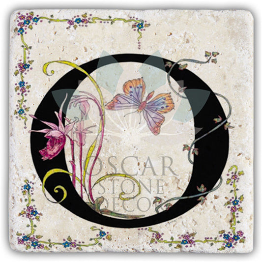 LETTER O SINGLE NATURAL STONE COASTER / BA-O3 (COASTER)