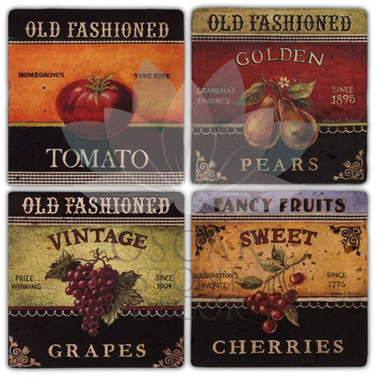 OLD FASHIONED 4-Piece NATURAL STONE COASTERS / BA325 (COASTER)