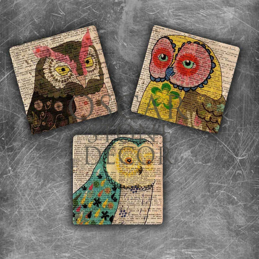 OWL NATURAL STONE MAGNET SET / MG-066