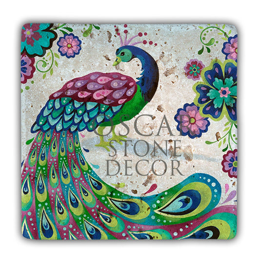 PEACOCK NATURAL STONE WALL DECOR / DD354 (WALL DECOR)