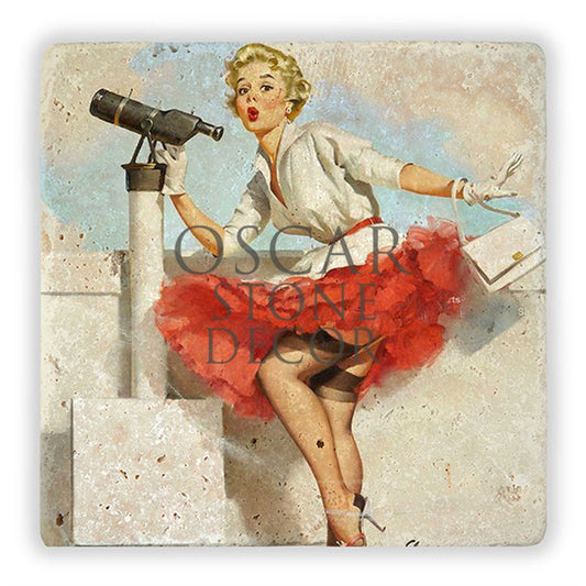 PIN UP GIRLS NATURAL STONE WALL DECOR / DD166 (WALL DECOR)
