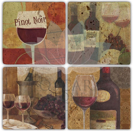 PINOTNOIR 4-Piece NATURAL STONE COASTERS / BA011 (COASTER)