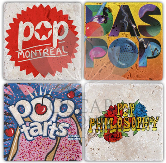 POP 4-Piece NATURAL STONE COASTERS / BA025 (COASTER)
