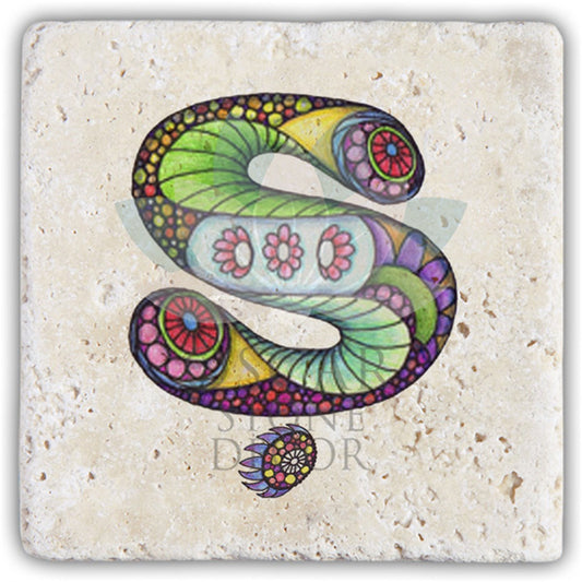 LETTER S SINGLE NATURAL STONE COASTER / BA-Ş5 (COASTER)