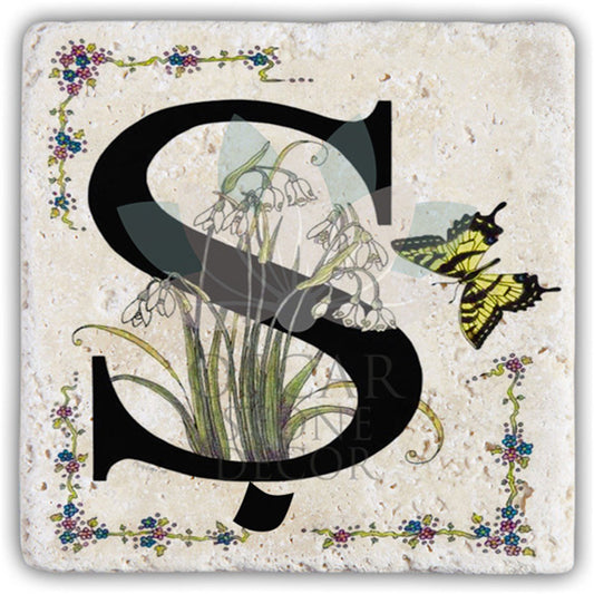LETTER S SINGLE NATURAL STONE COASTER / BA-Ş3 (COASTER)