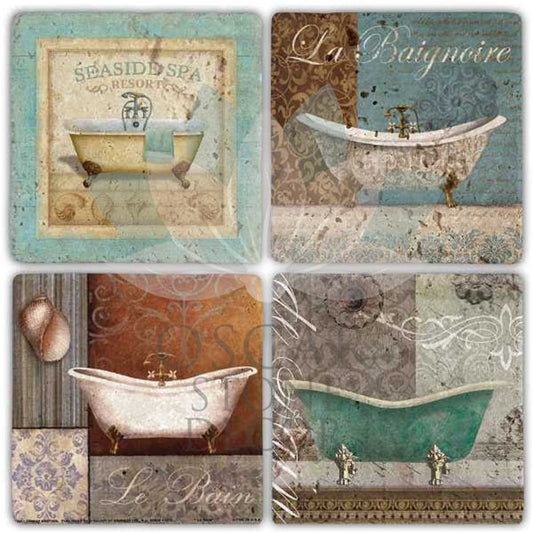 SEASIDE SPA 4-Piece NATURAL STONE COASTERS / BA266 (COASTER)